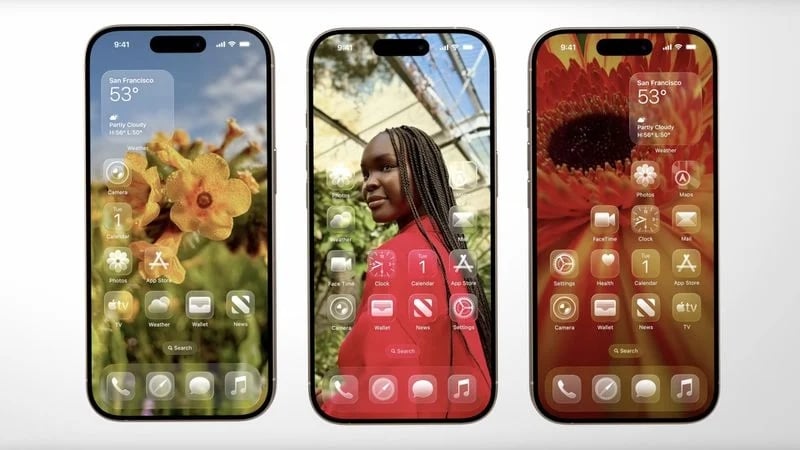 Novo design transparente do iOS 26