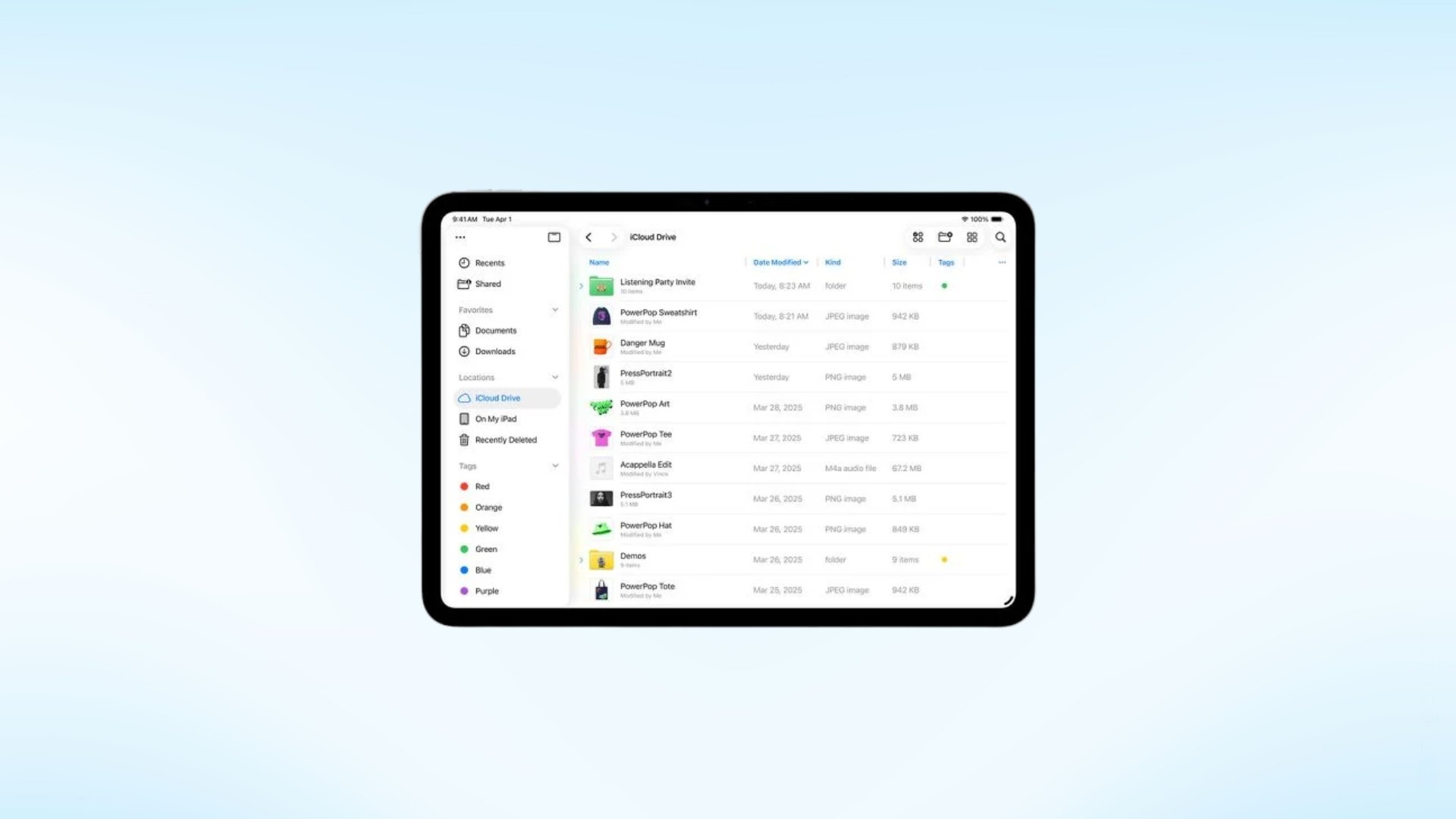 Aplicação de Ficheiros do iPadOS 26