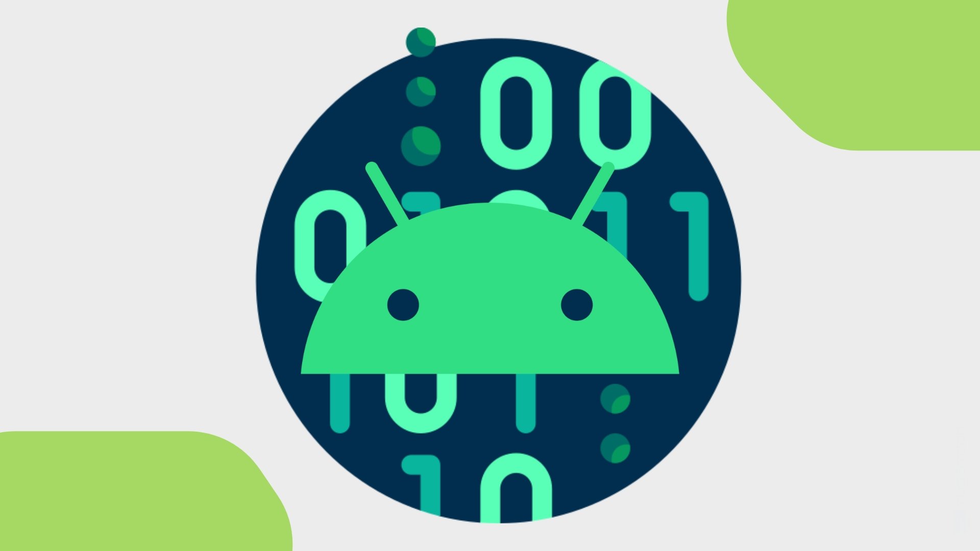 Android logo da plataforma com fundo de código