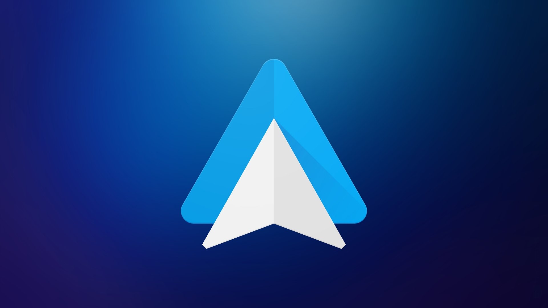 logotipo do Android Auto em destaque sobre fundo azul