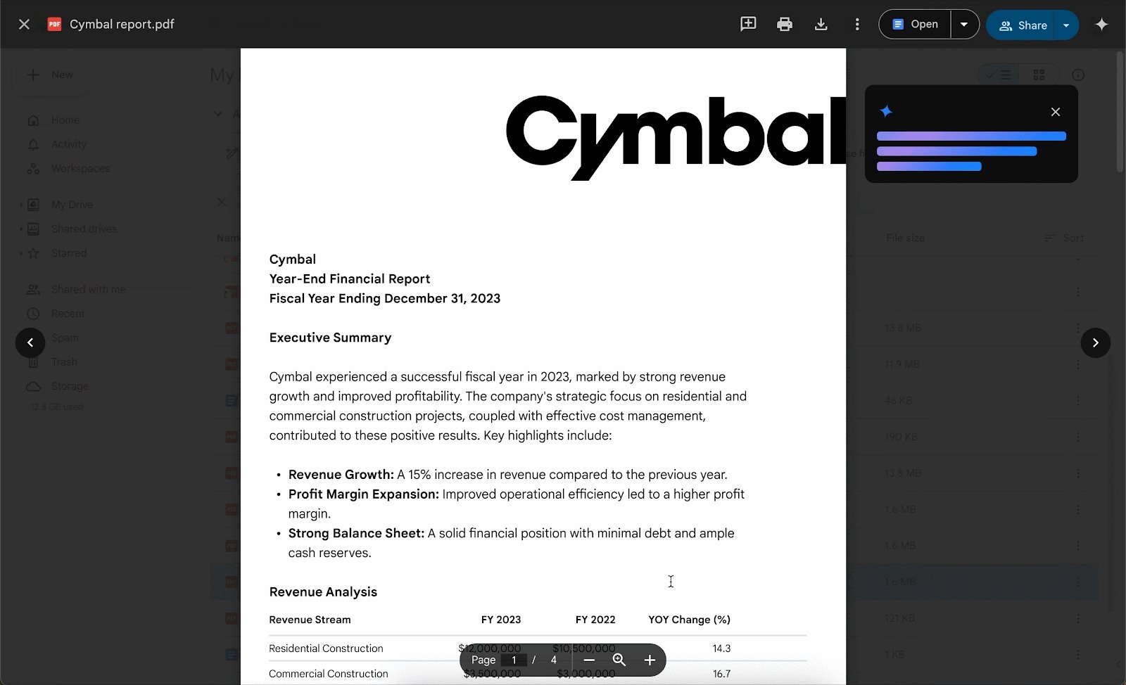 gemini em resumo de pdfs do Chrome