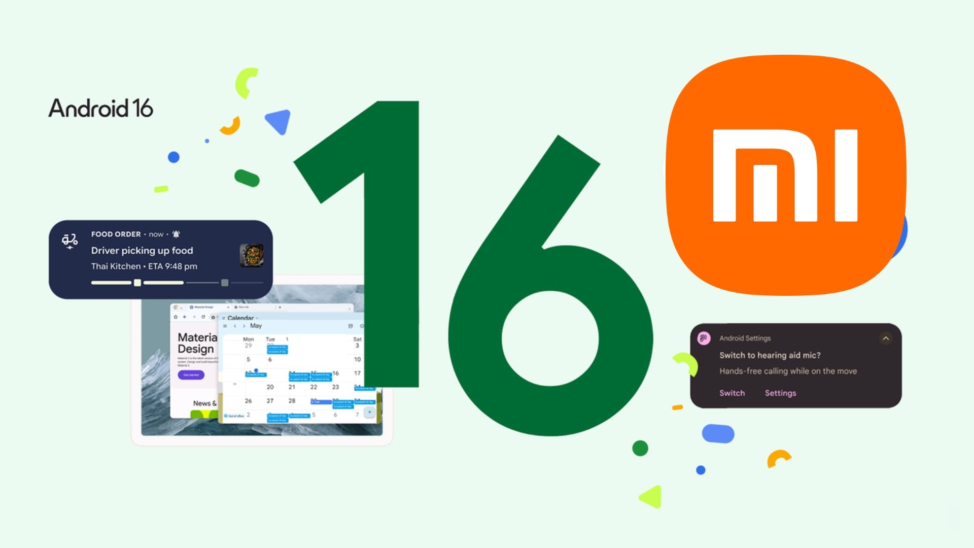 Android 16 e logo da Xiaomi