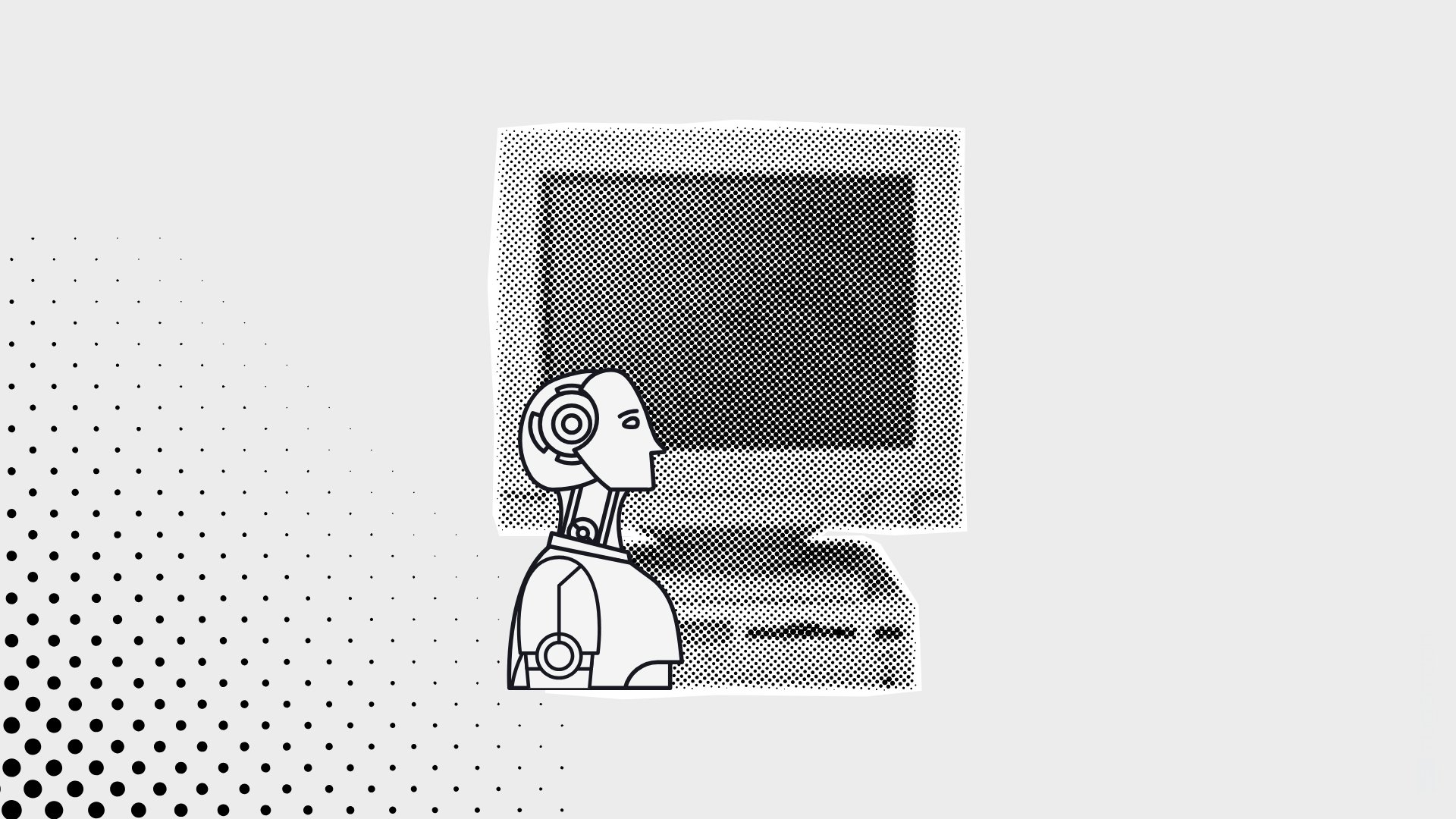 Computador com robot a simbolizar a IA
