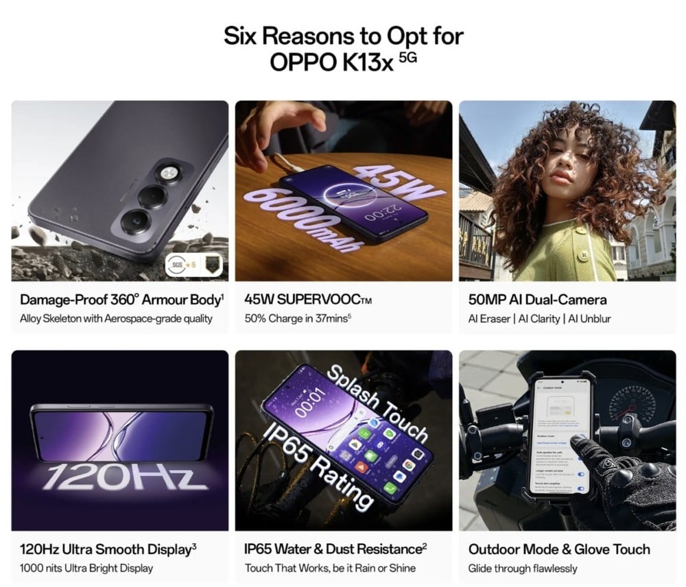 características do OPPO K13x