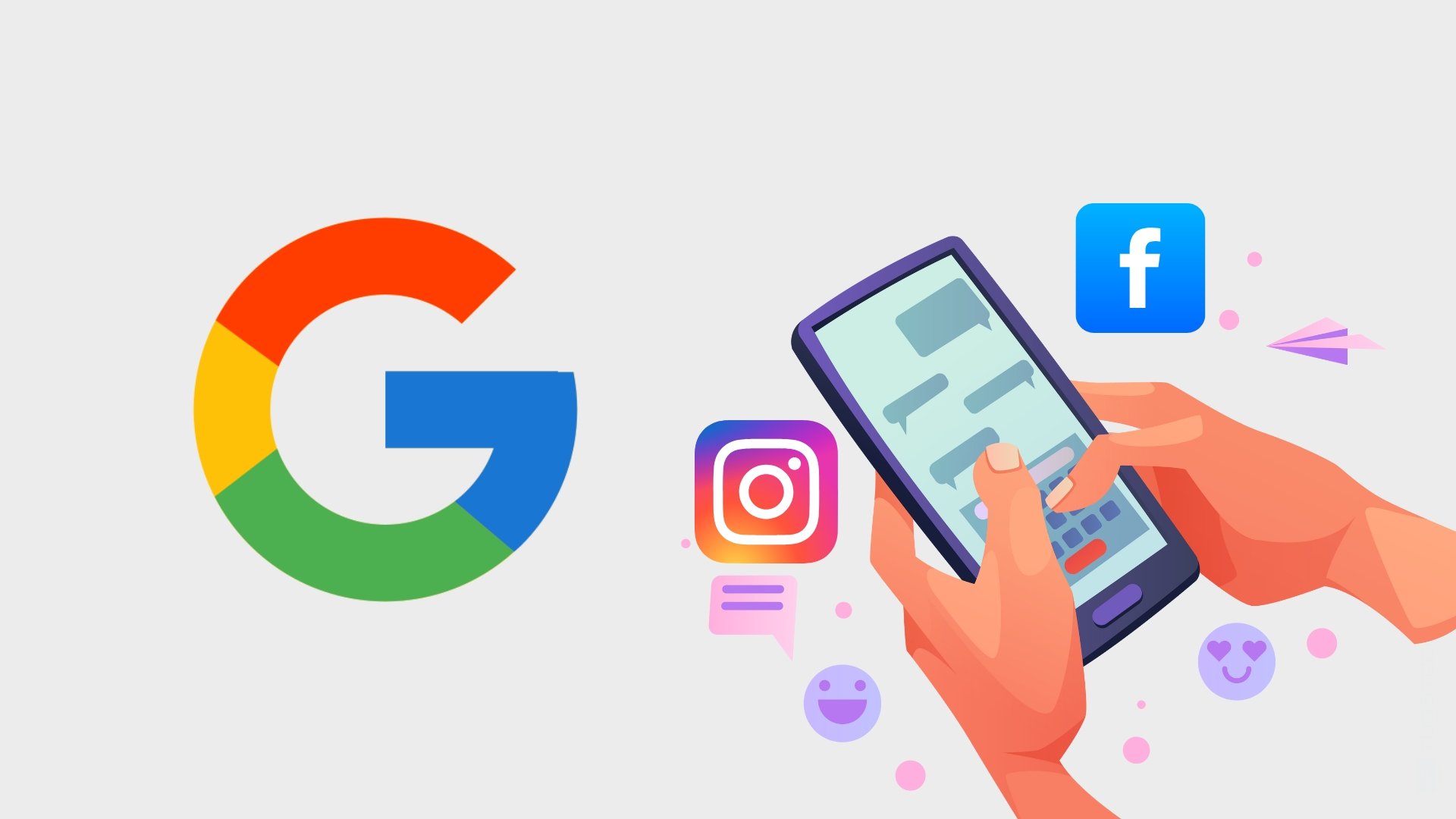 Google com logo do Instagram e Facebook