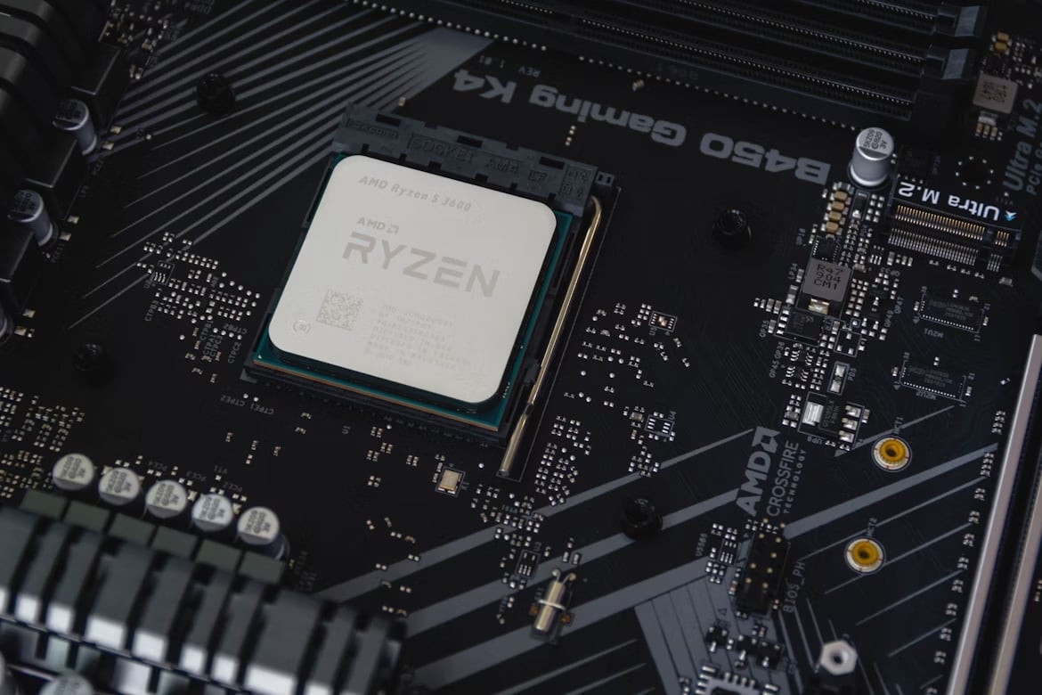Processador da AMD Ryzen em motherboard