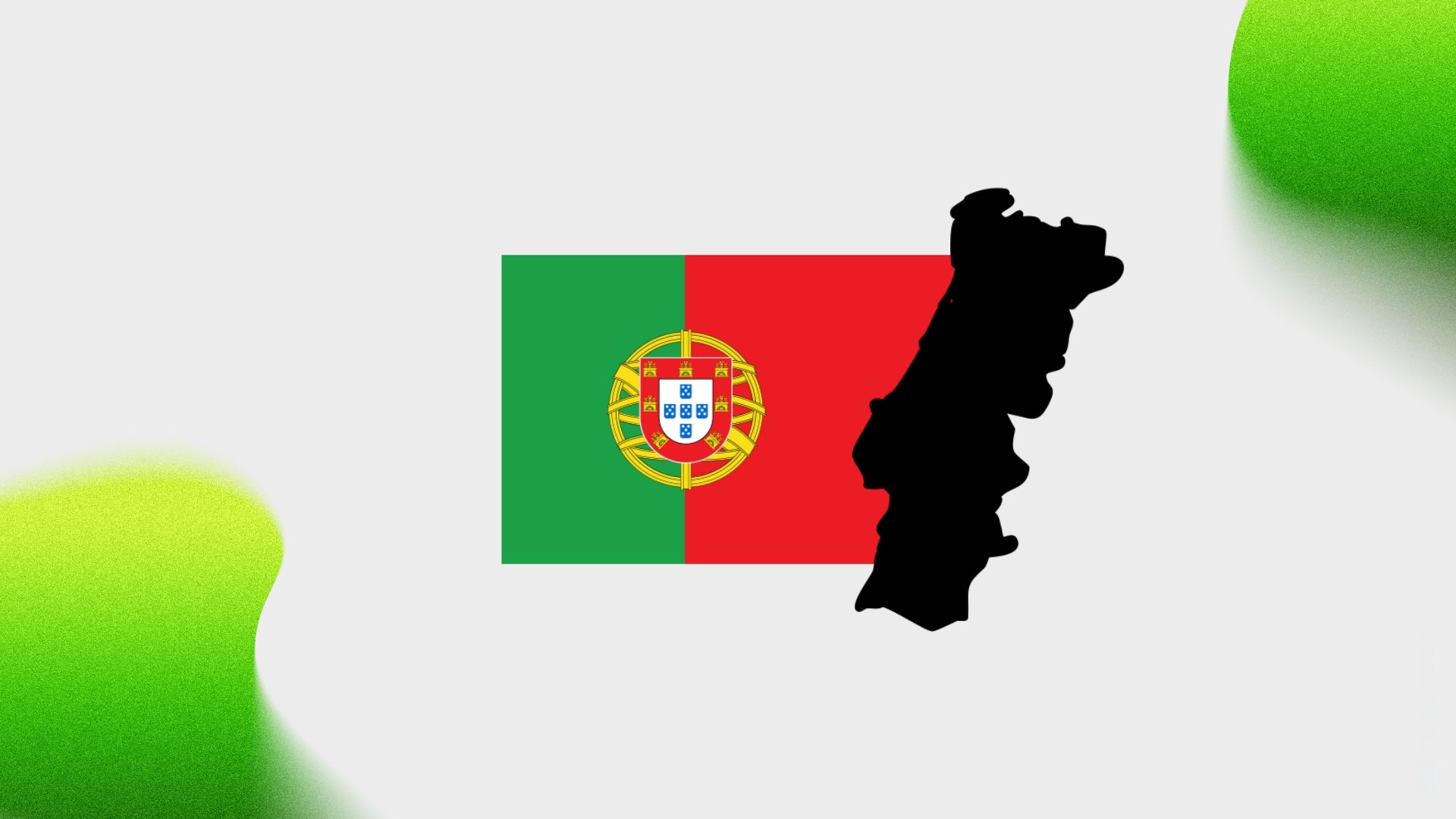 Bandeira de Portugal e silhueta do país