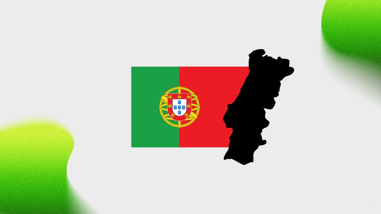 Bandeira de Portugal e silhueta do país