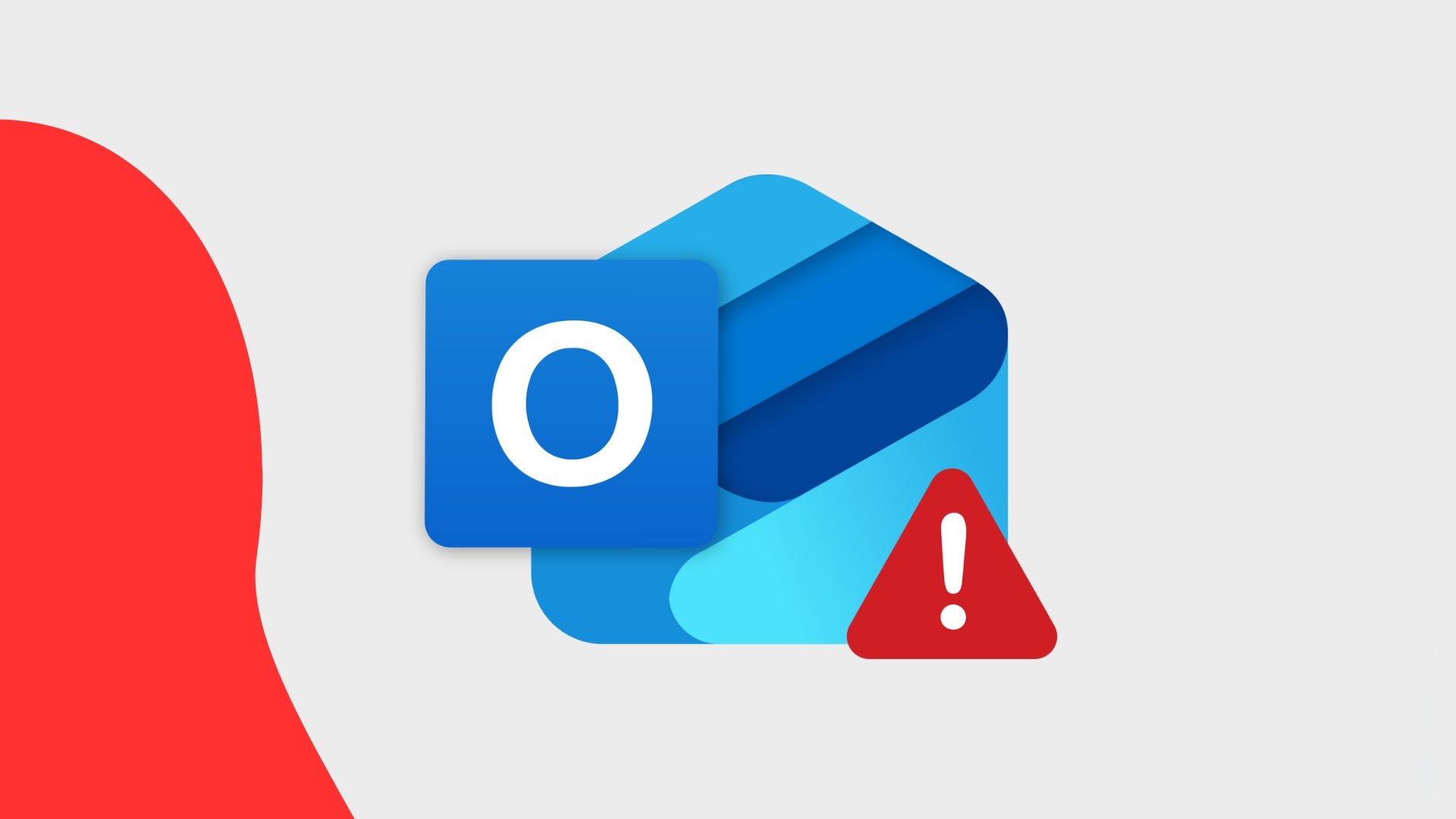 Outlook logo da aplicação da Microsoft com sinal de alerta