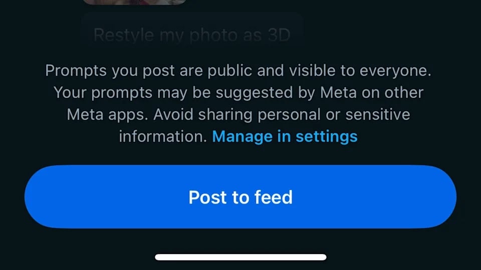 mensagem de alerta que a Meta adicionou na sua plataforma