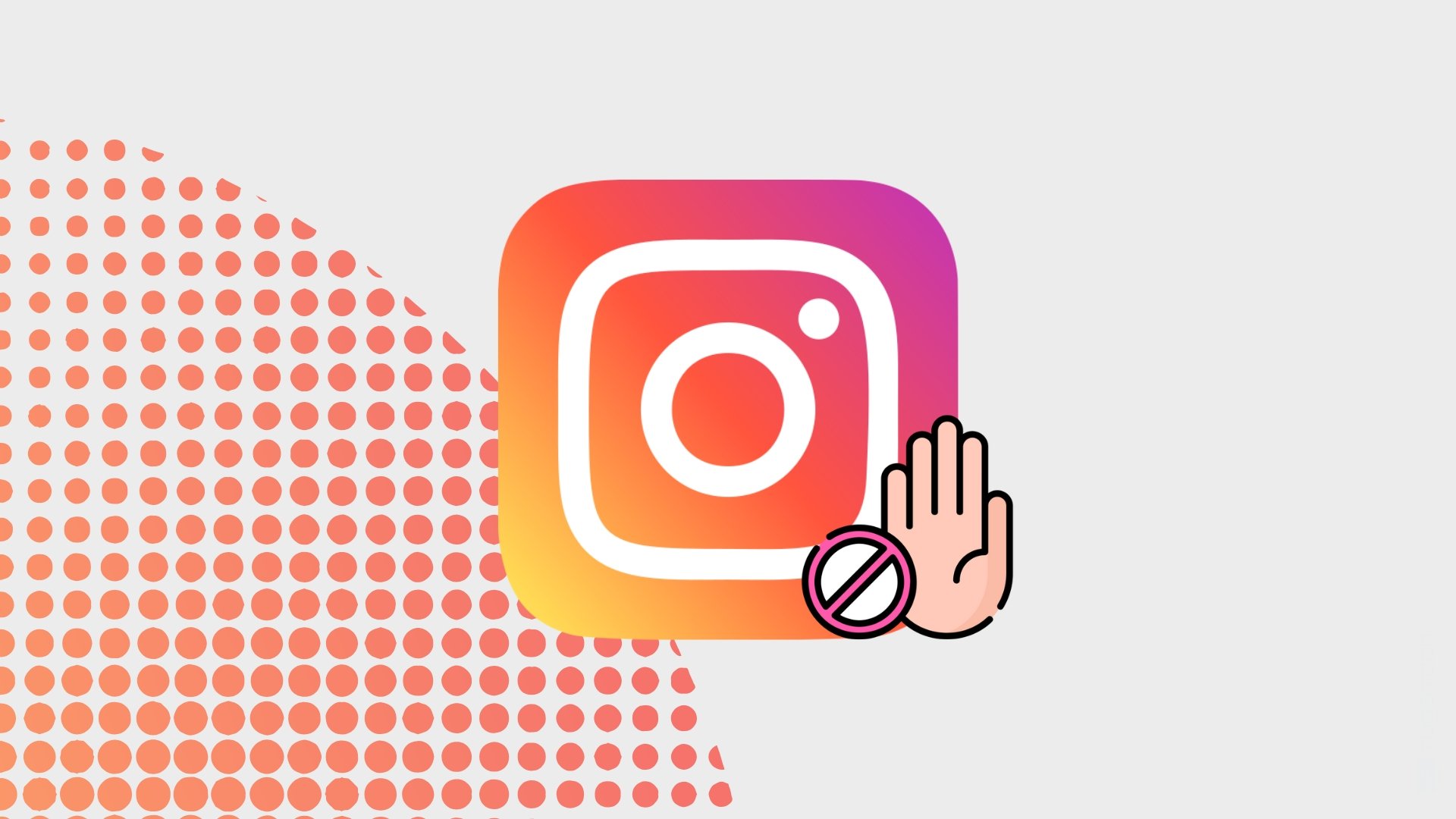 Instagram com sinal de bloqueio em mão parada