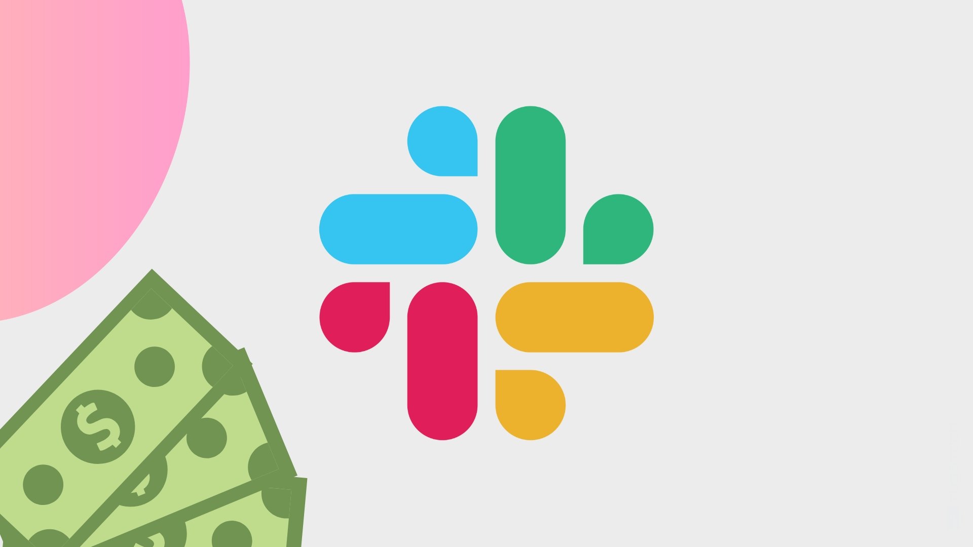 Logo da Slack com dinheiro ao lado