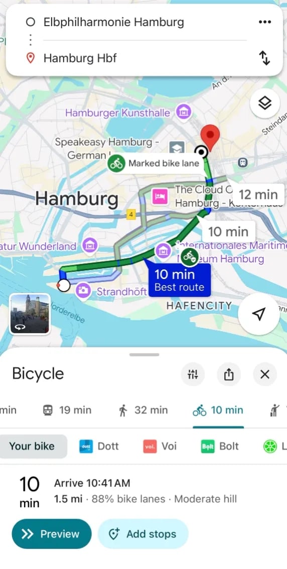 google maps com nova funcionalidade de viagens sustentáveis