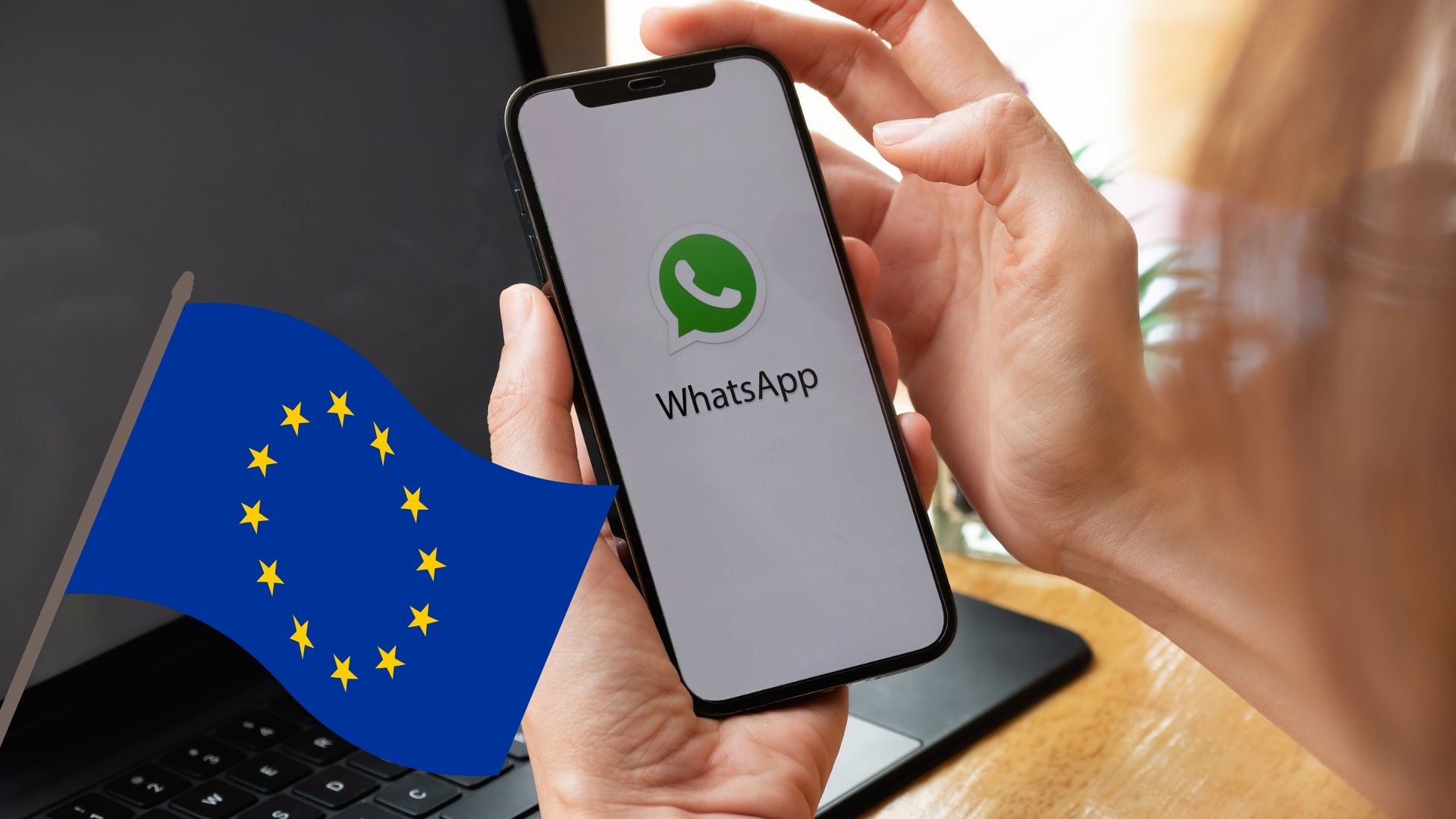 WhatsApp com bandeira da União Europeia