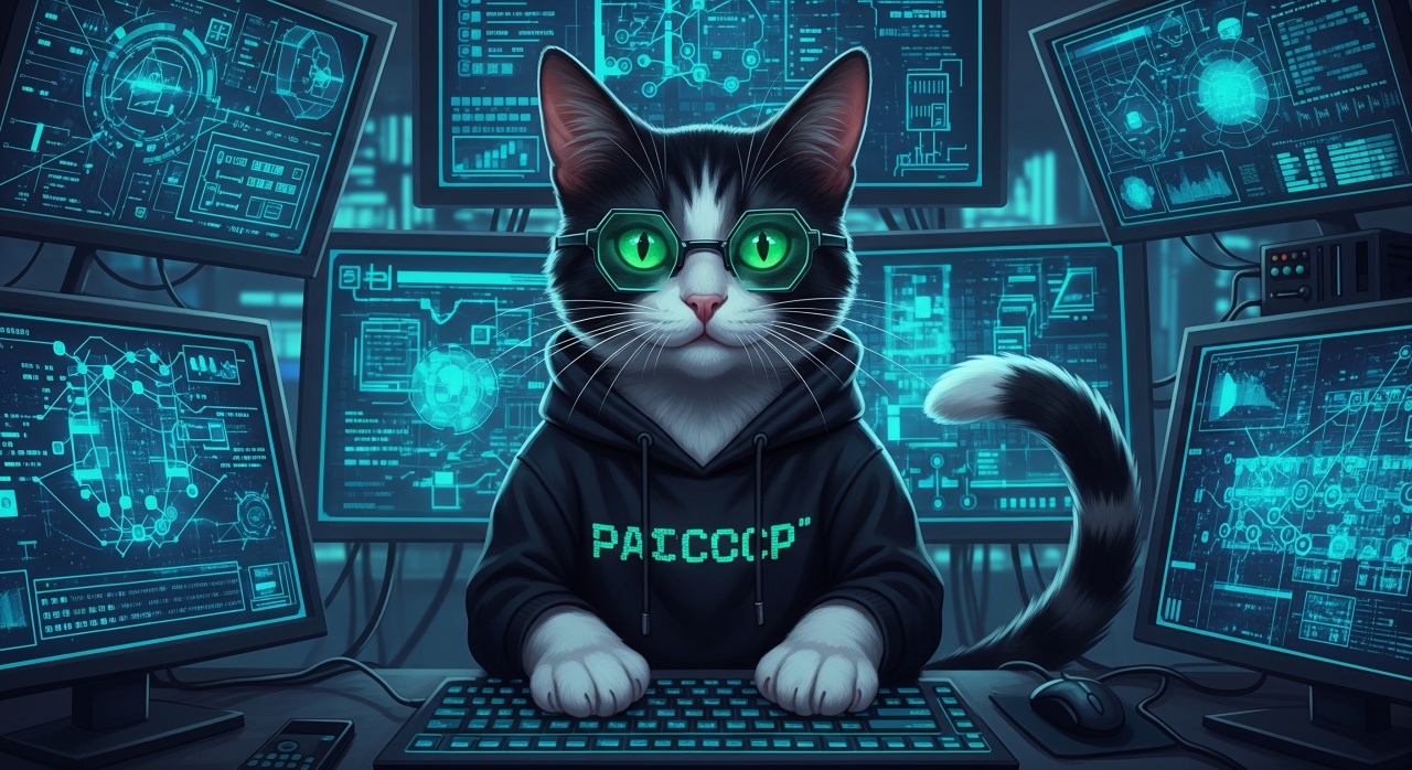gato em frente de computador como hacker