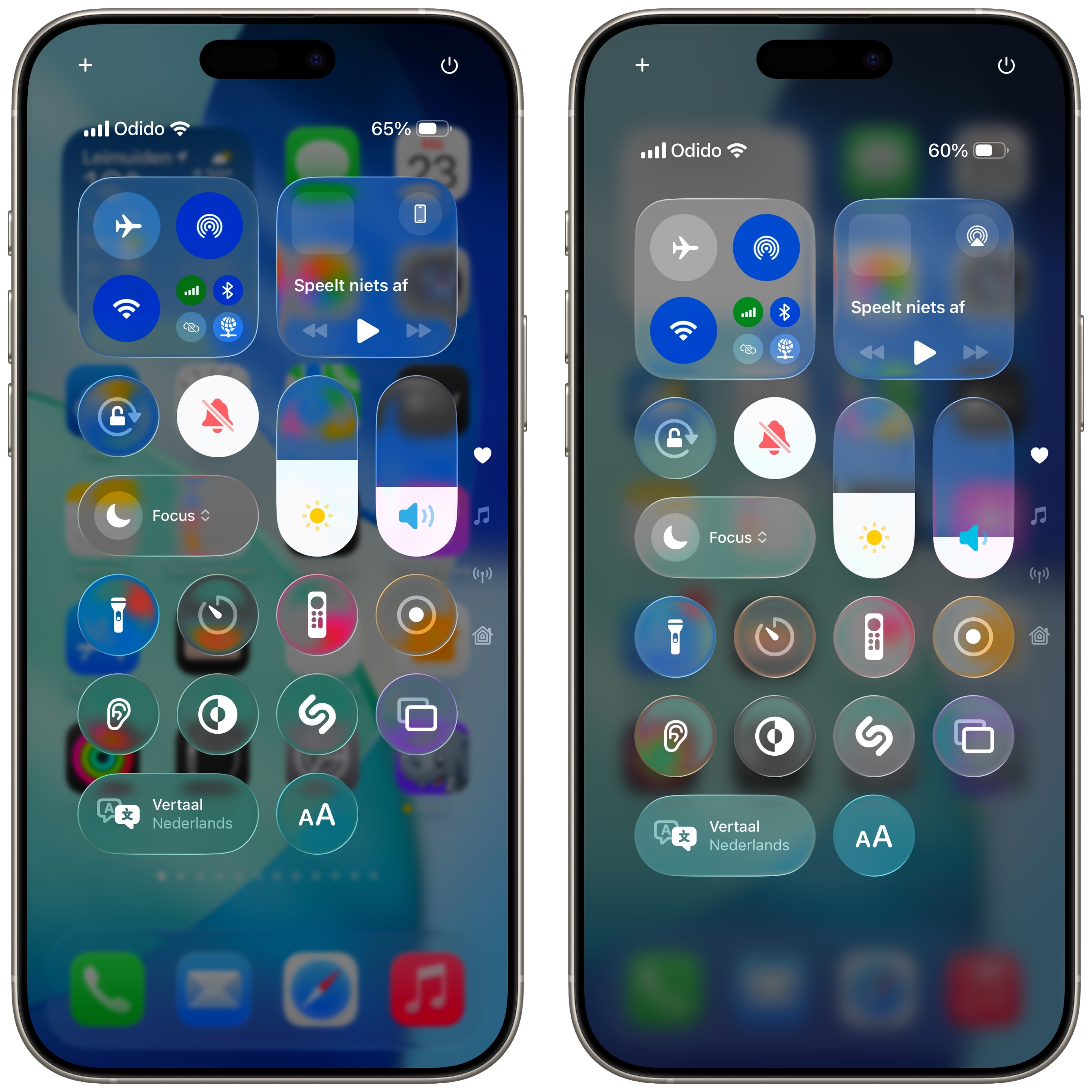 comparação do design da Apple com o Liquid Glass do iOS 26