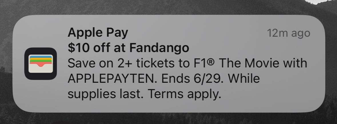 campanha de publicidade da Apple Pay para novo filme F1