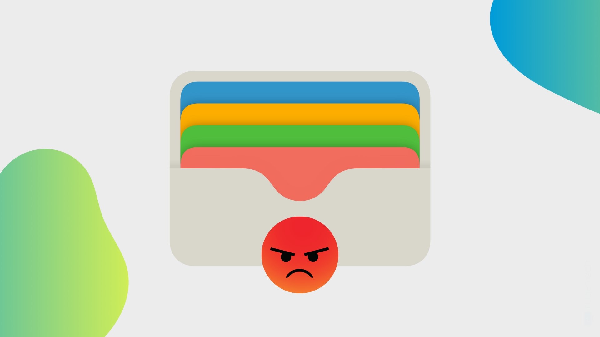 Apple Wallet com cara irritada