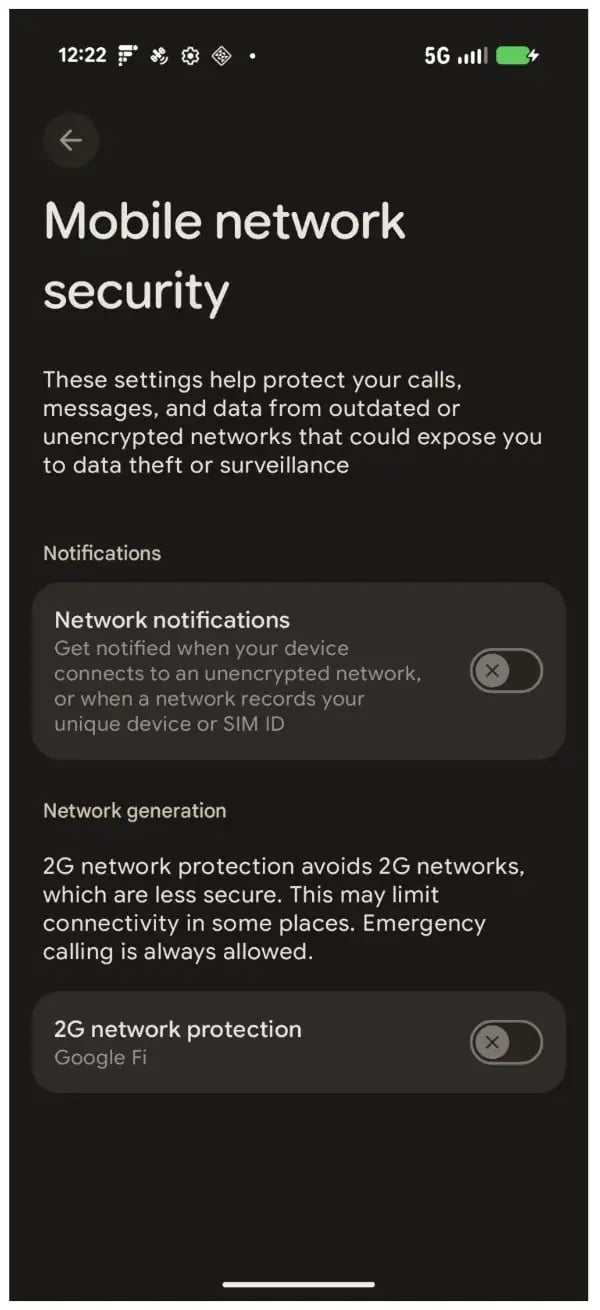 configurações de proteção para redes adulteradas no android