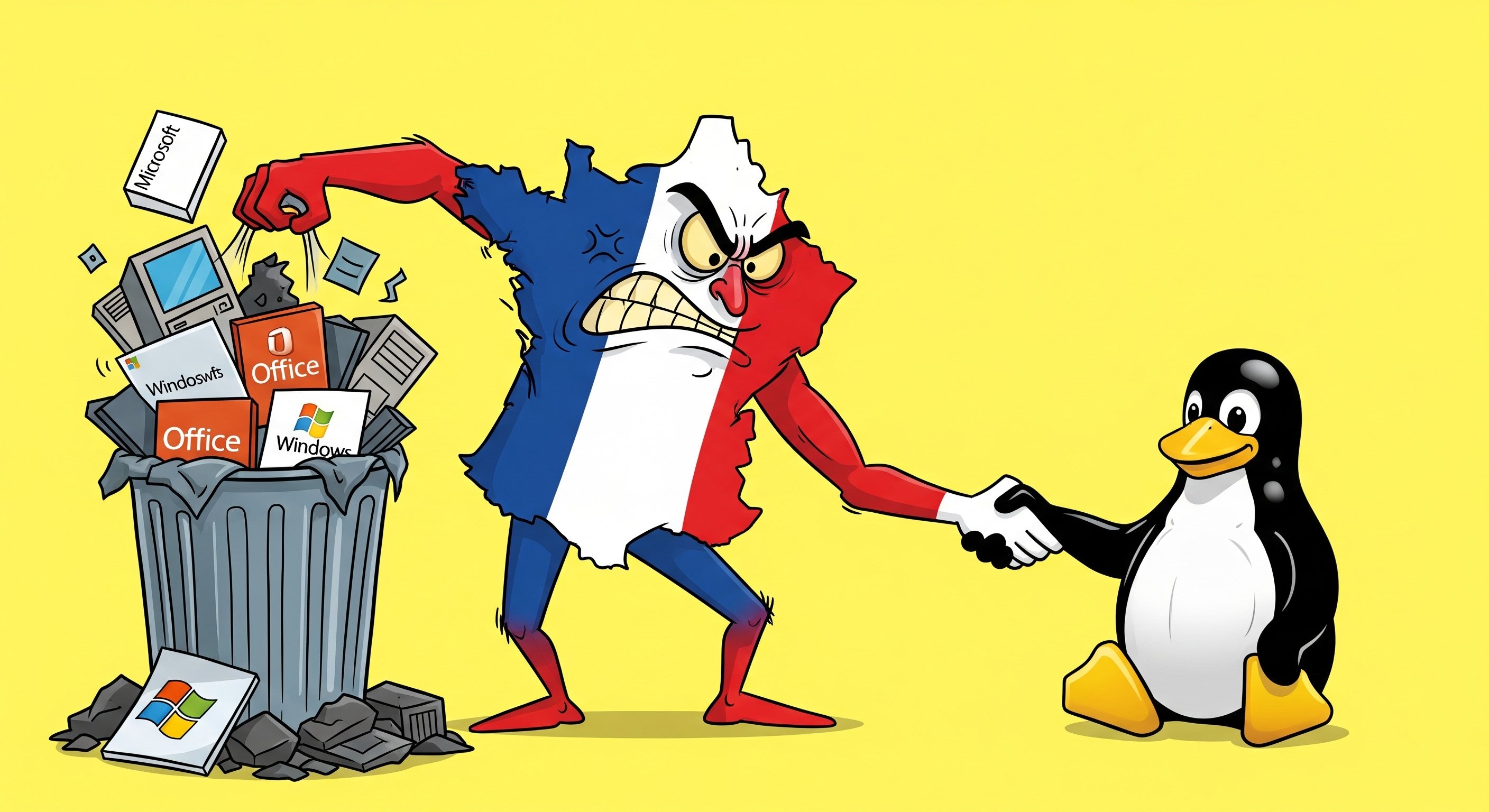 frança a apertar a mão ao Linux