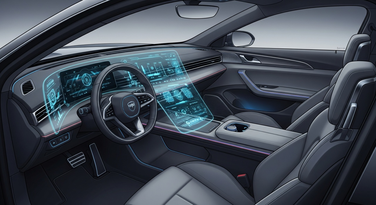 Interior de um carro futurista