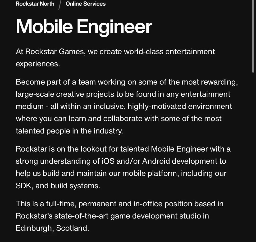 vaga de emprego da rockstar games