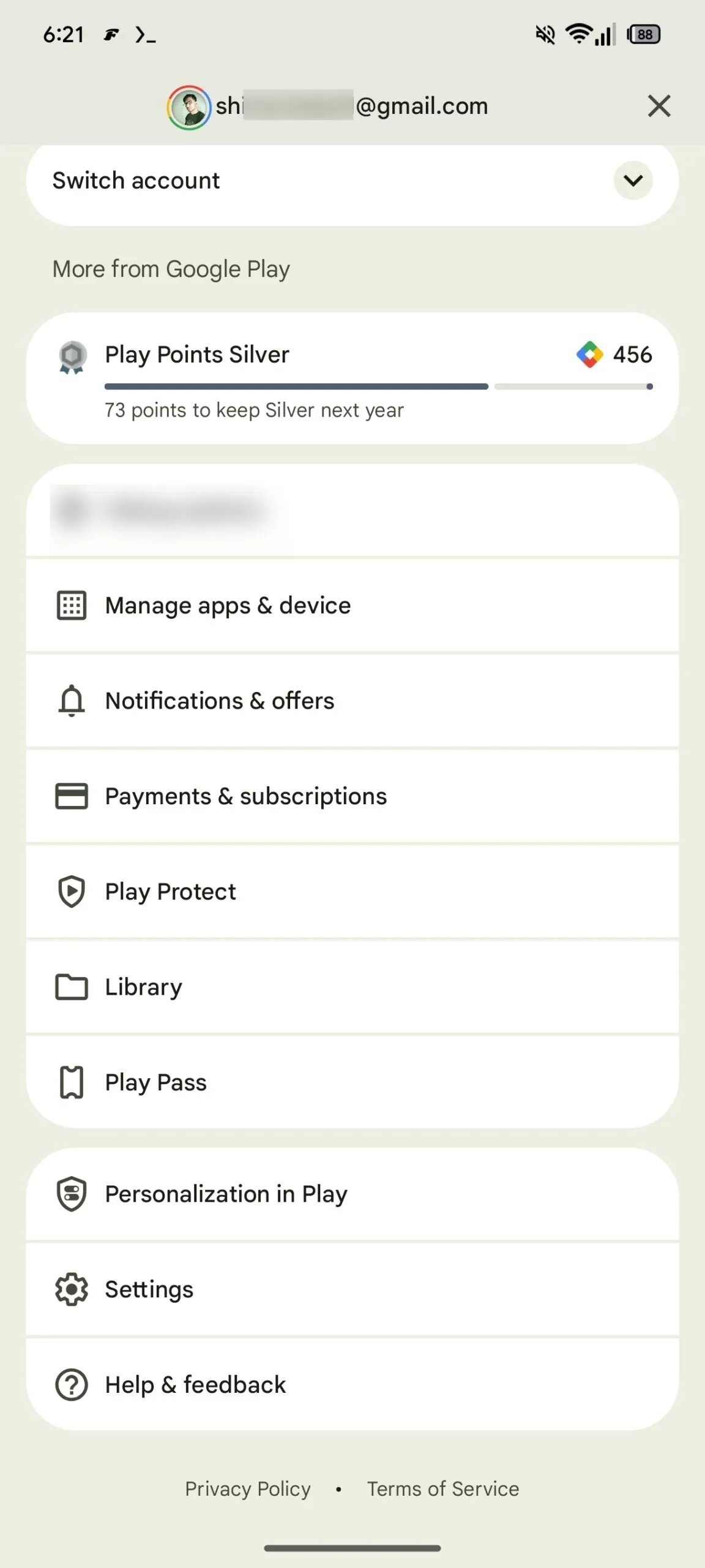 detalhes do novo design da Play Store e selecionador de contas