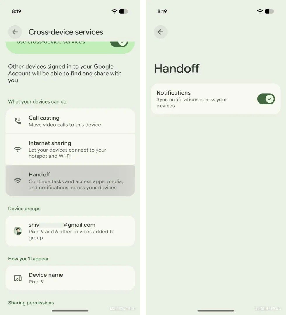 Google Android 16 Handoff