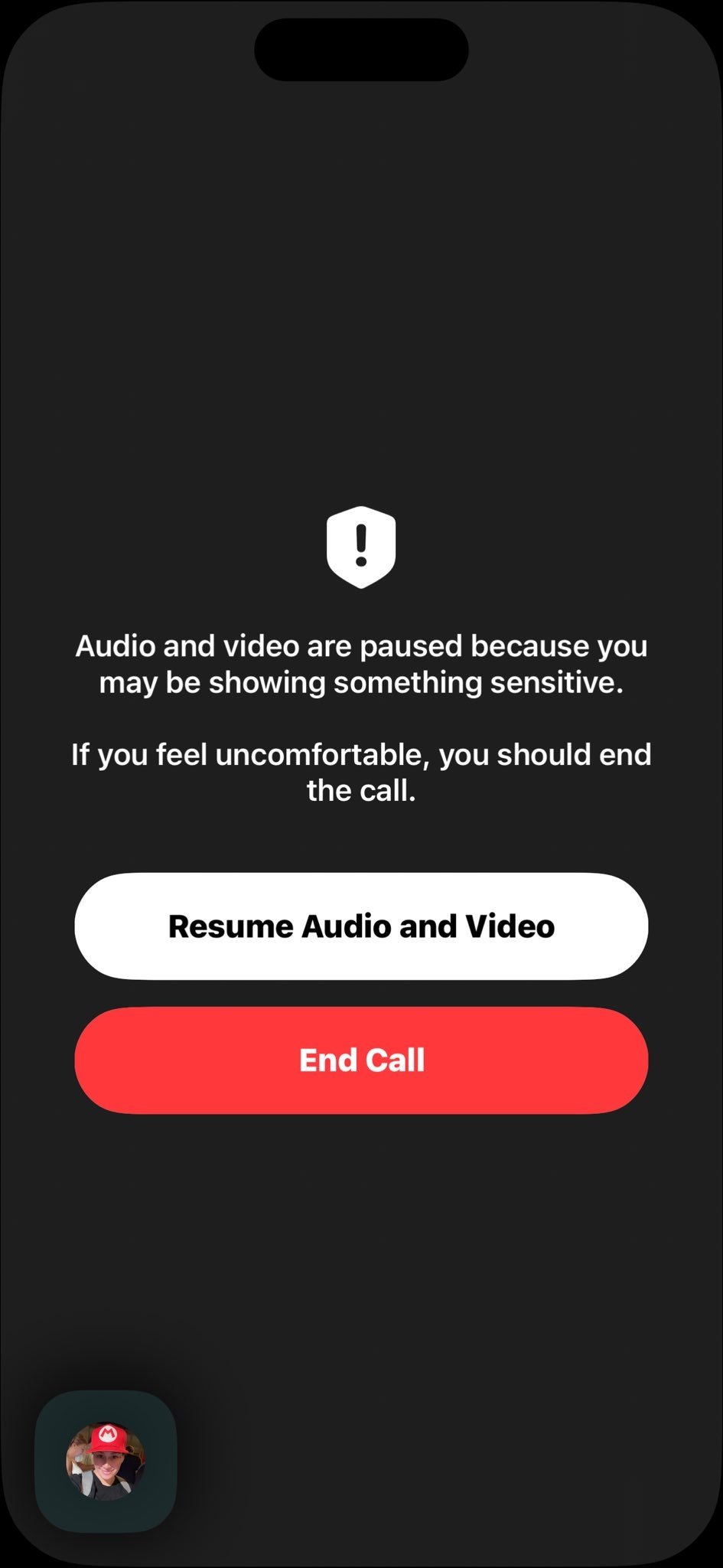 mensagem do Facetime da Apple para conteúdo inapropriado