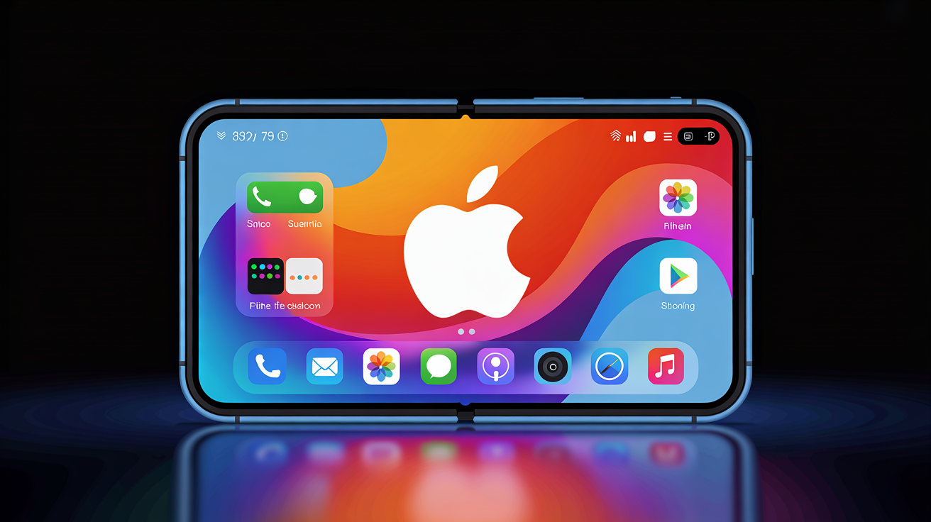 Apple logo em um dispositivo dobrável