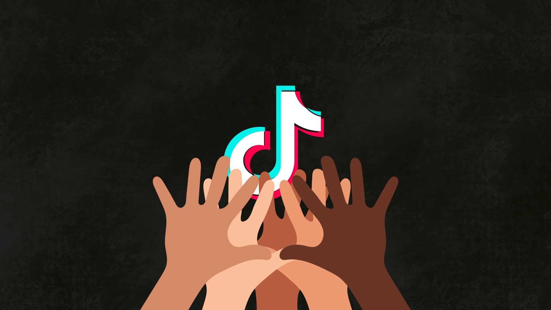 TikTok com diferentes mãos a chegarem ao mesmo