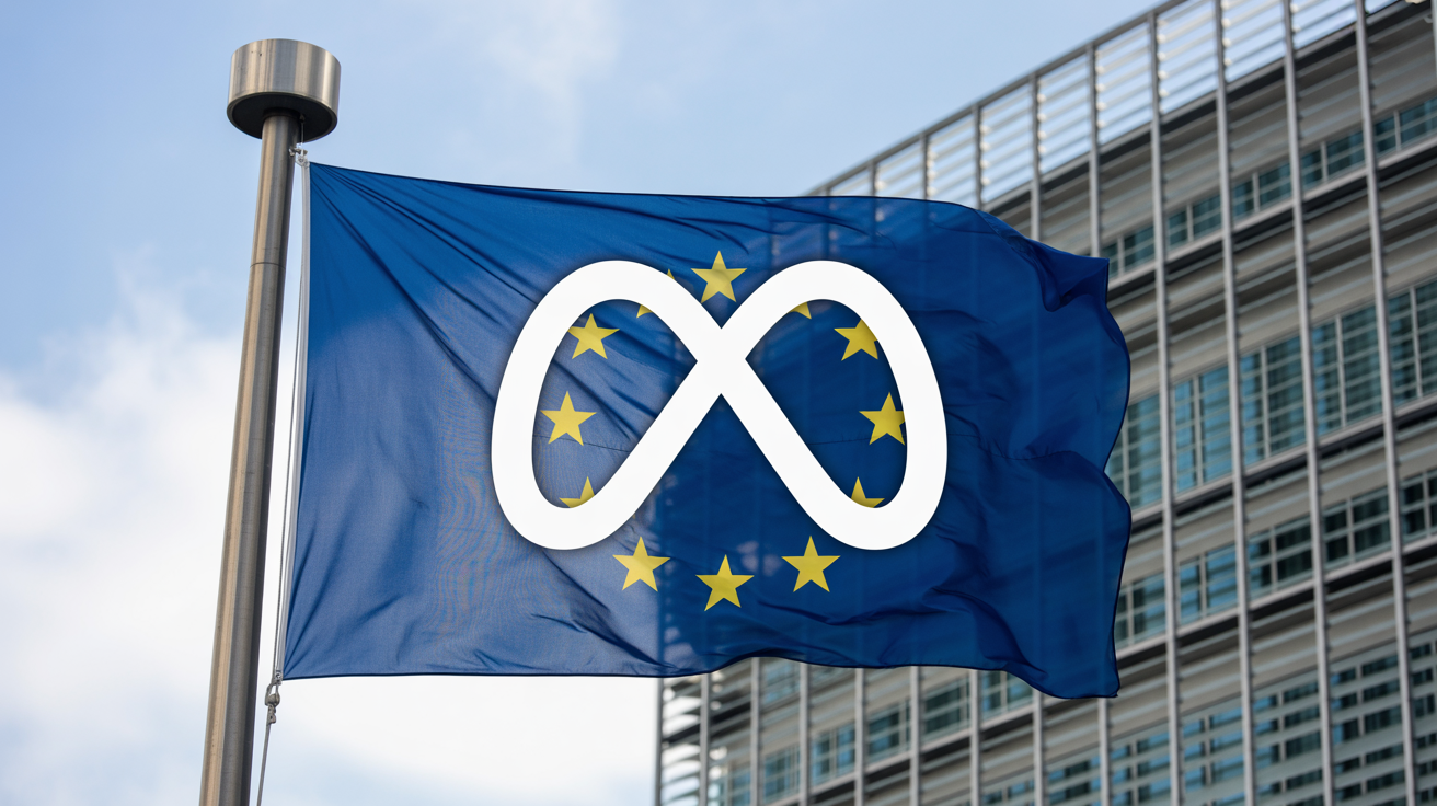 imagem da Meta com bandeira da União Europeia