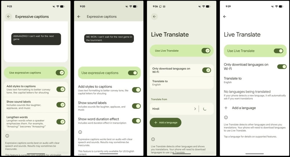 Live translate do android 16