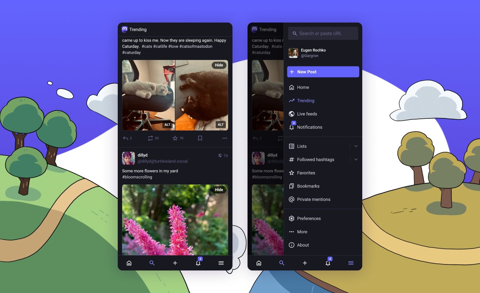 Mastodon 4.4 imagem da interface