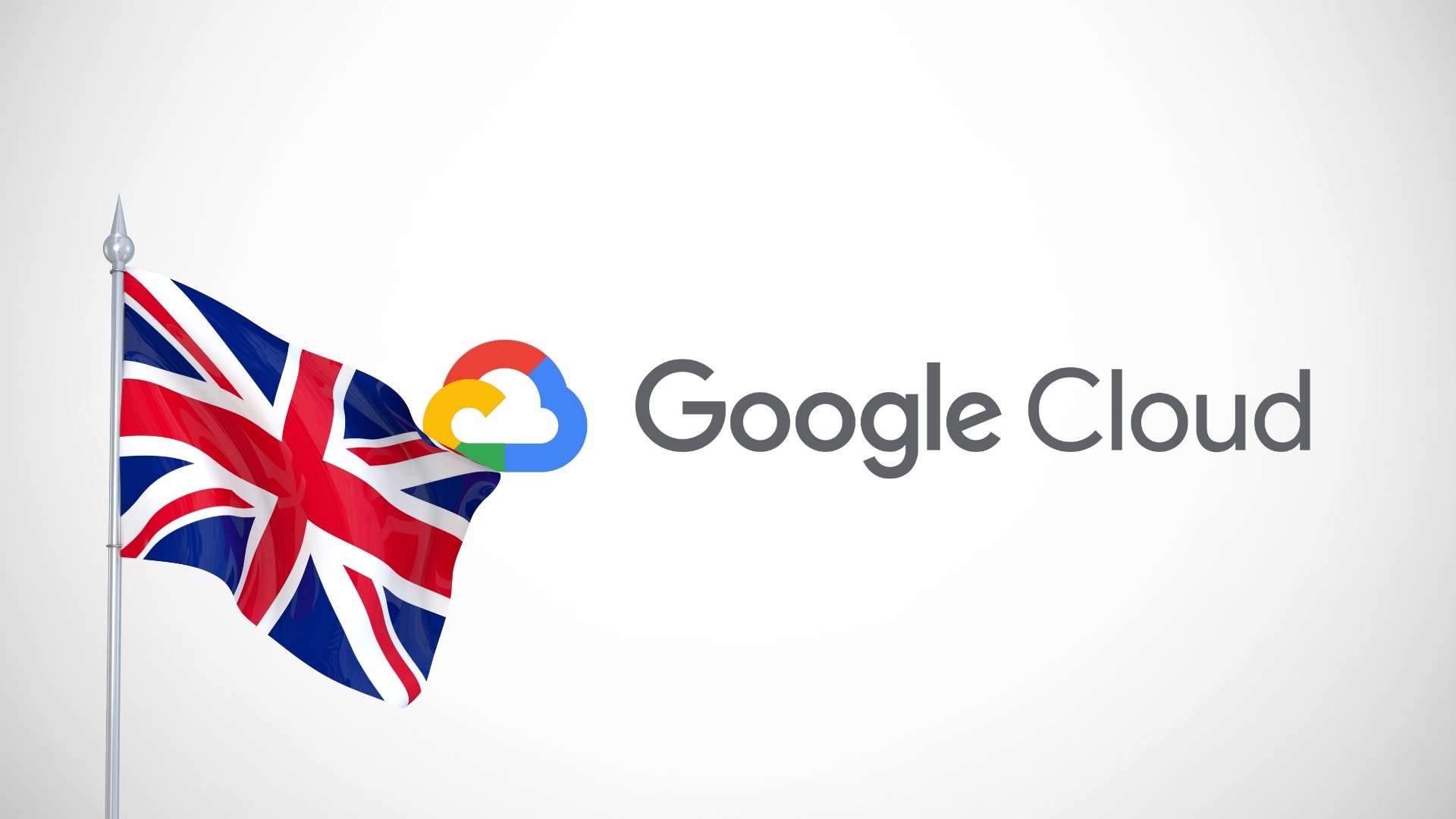 Reino Unido bandeira com logo do Google Cloud em fundo