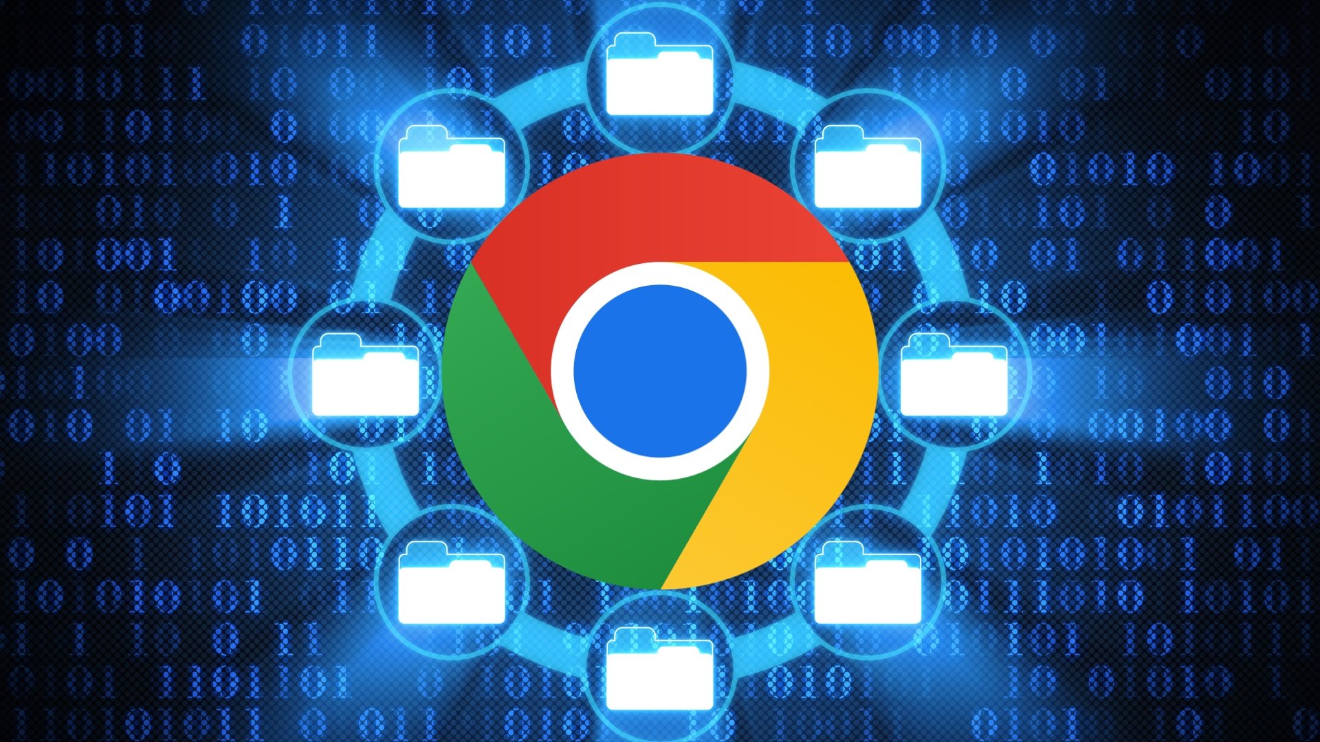 Google Chrome com pastas em redor do logo