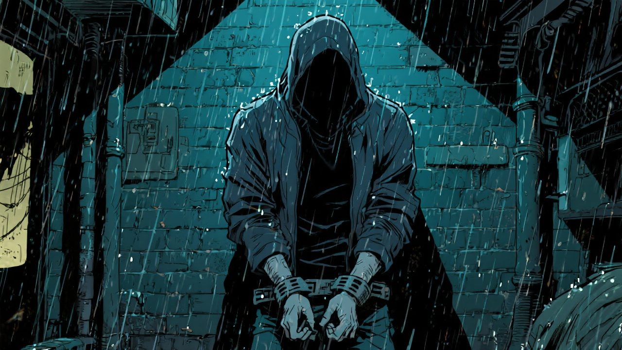 hacker detido em fundo de chuva
