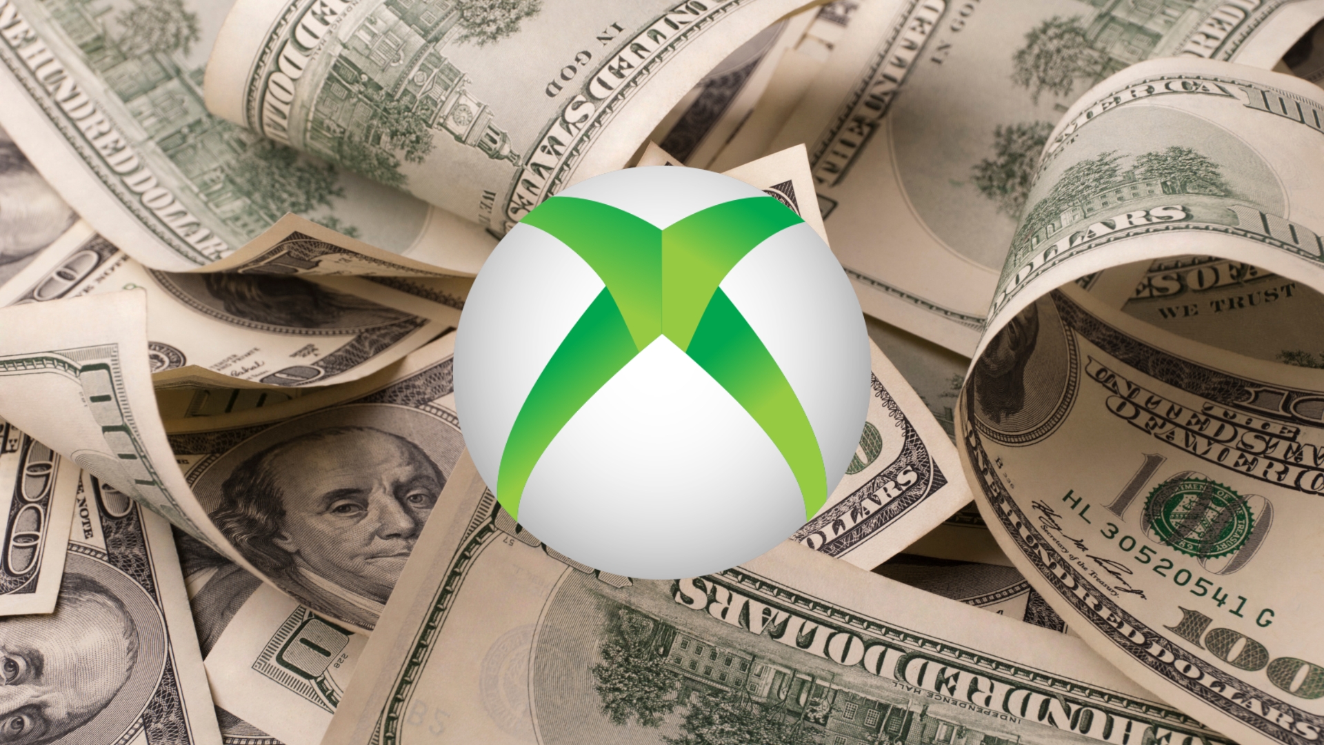 Xbox com dinheiro de fundo em notas