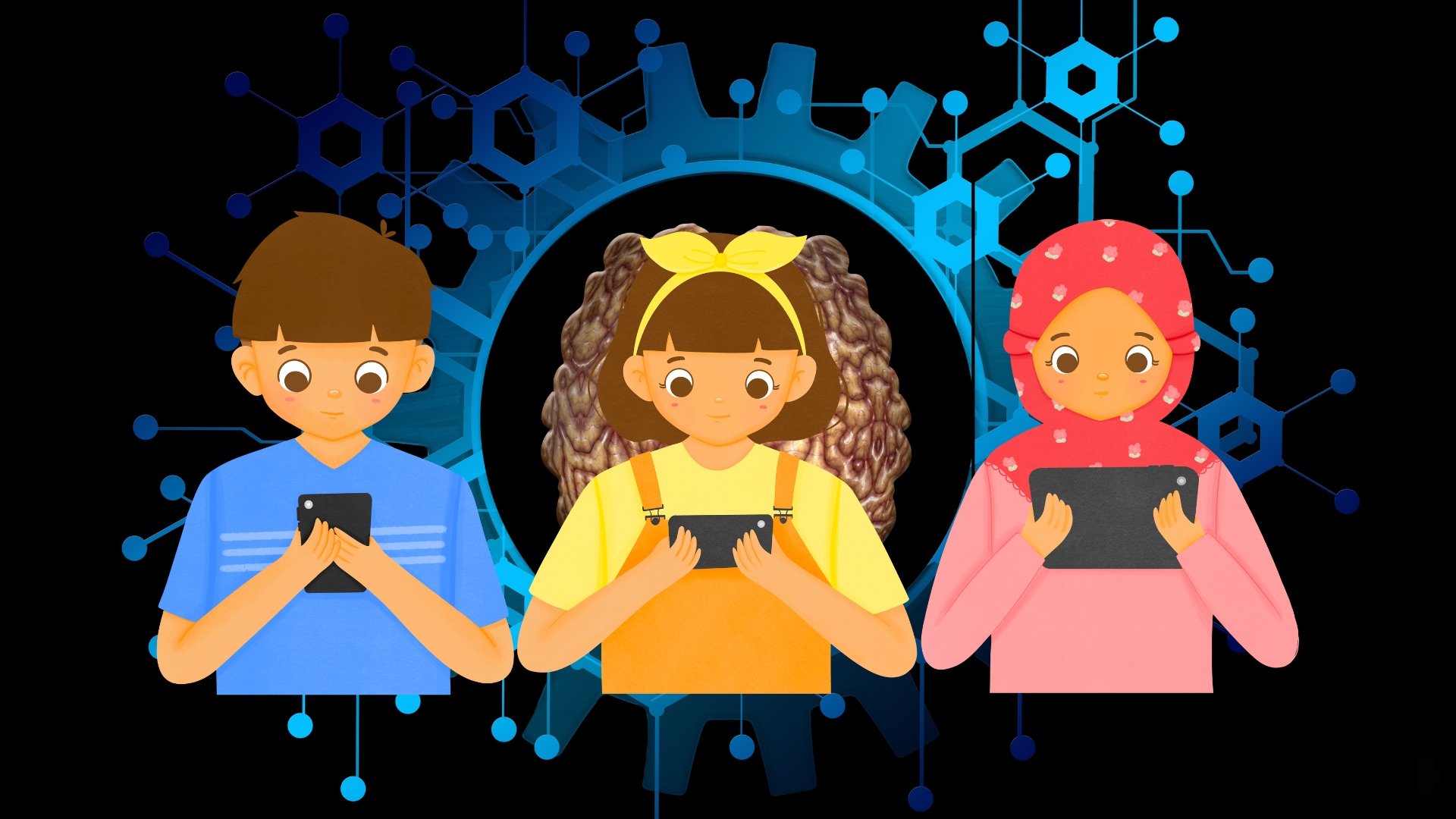 Crianças a usarem smartphones
