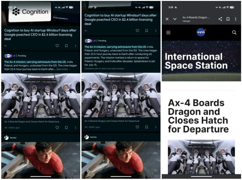 Discover da Google com  sumário por IA