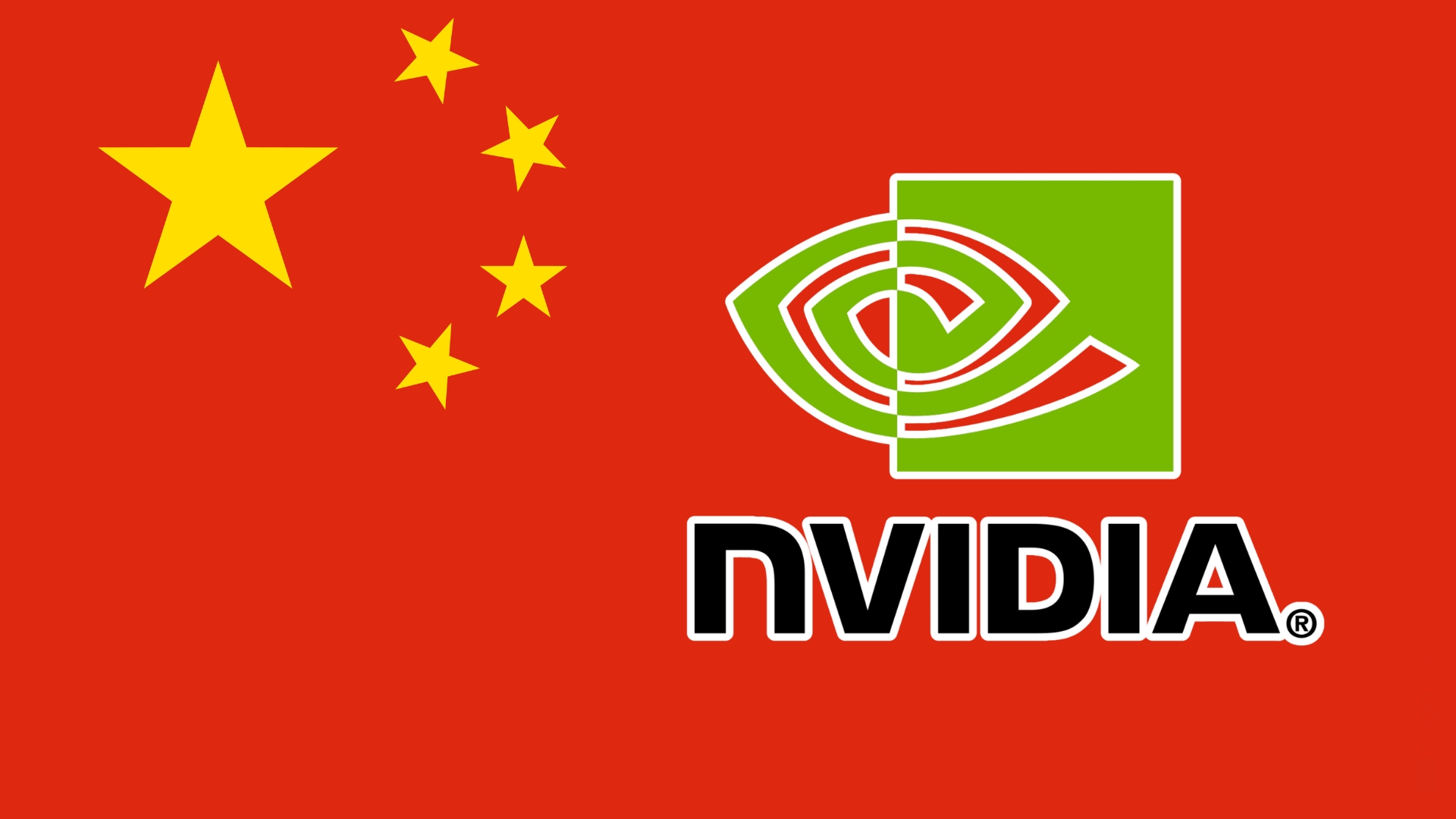 Nvidia com bandeira da China de fundo