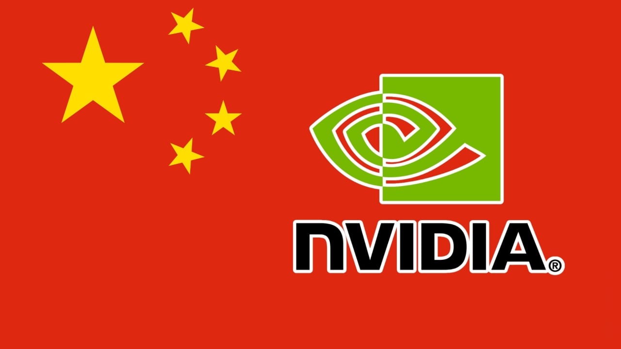 Nvidia com bandeira da China de fundo