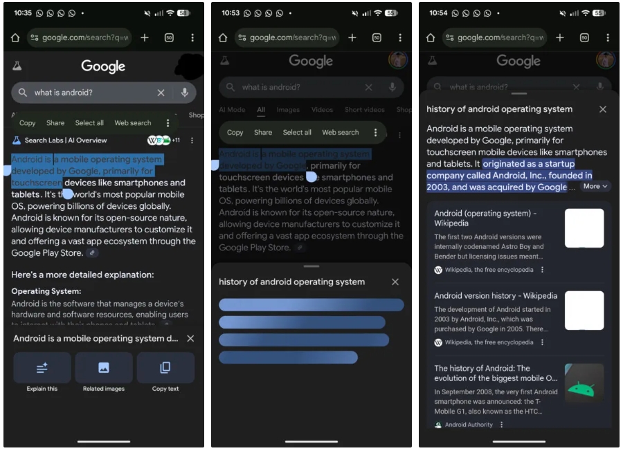 novas funcionalidades a chegarem aos resumos de IA da Google
