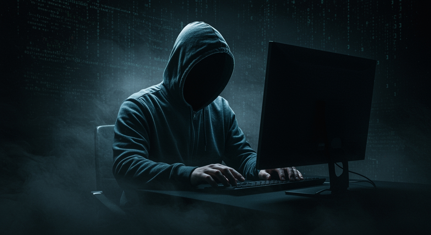 hacker em frente de computador