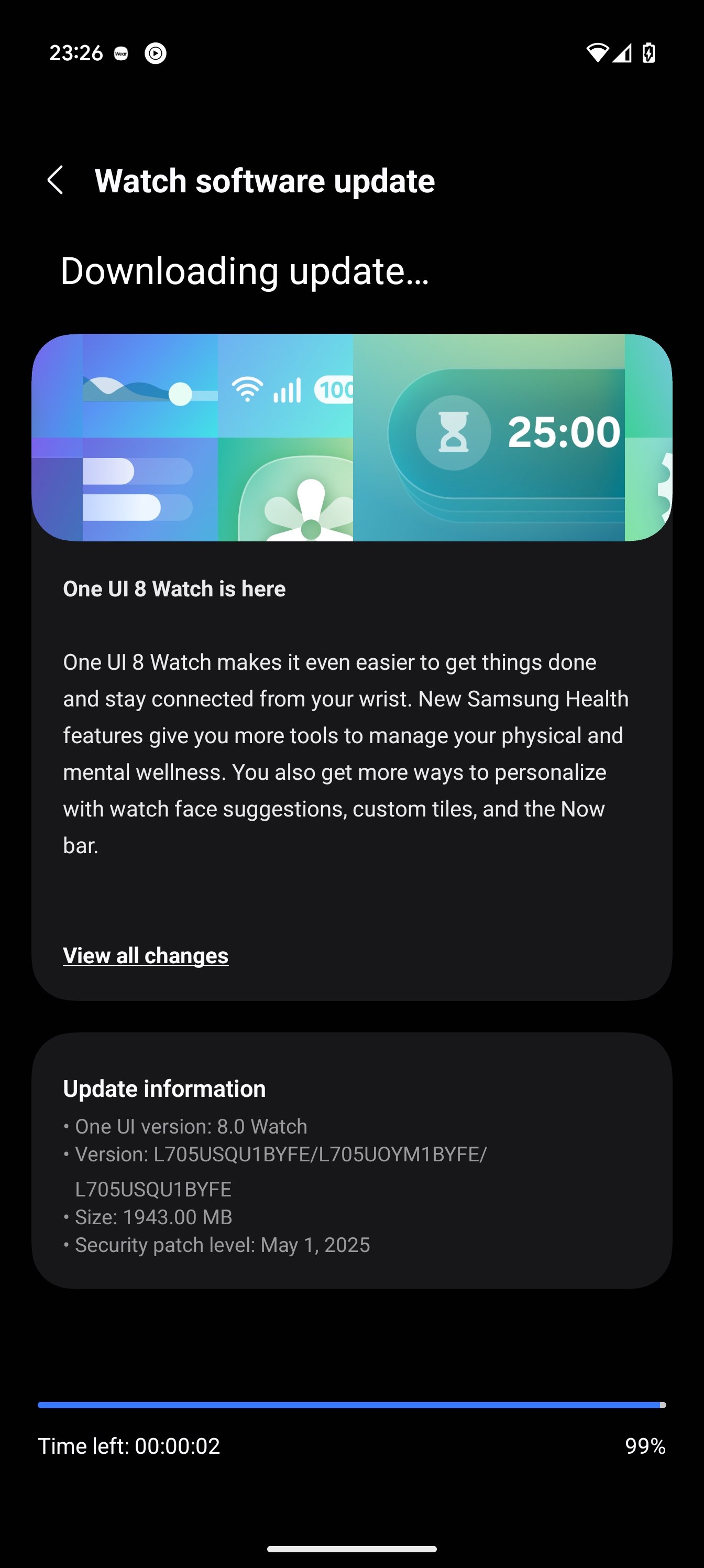 detalhes da atualização para o Samsung Galaxy Watch Ultra