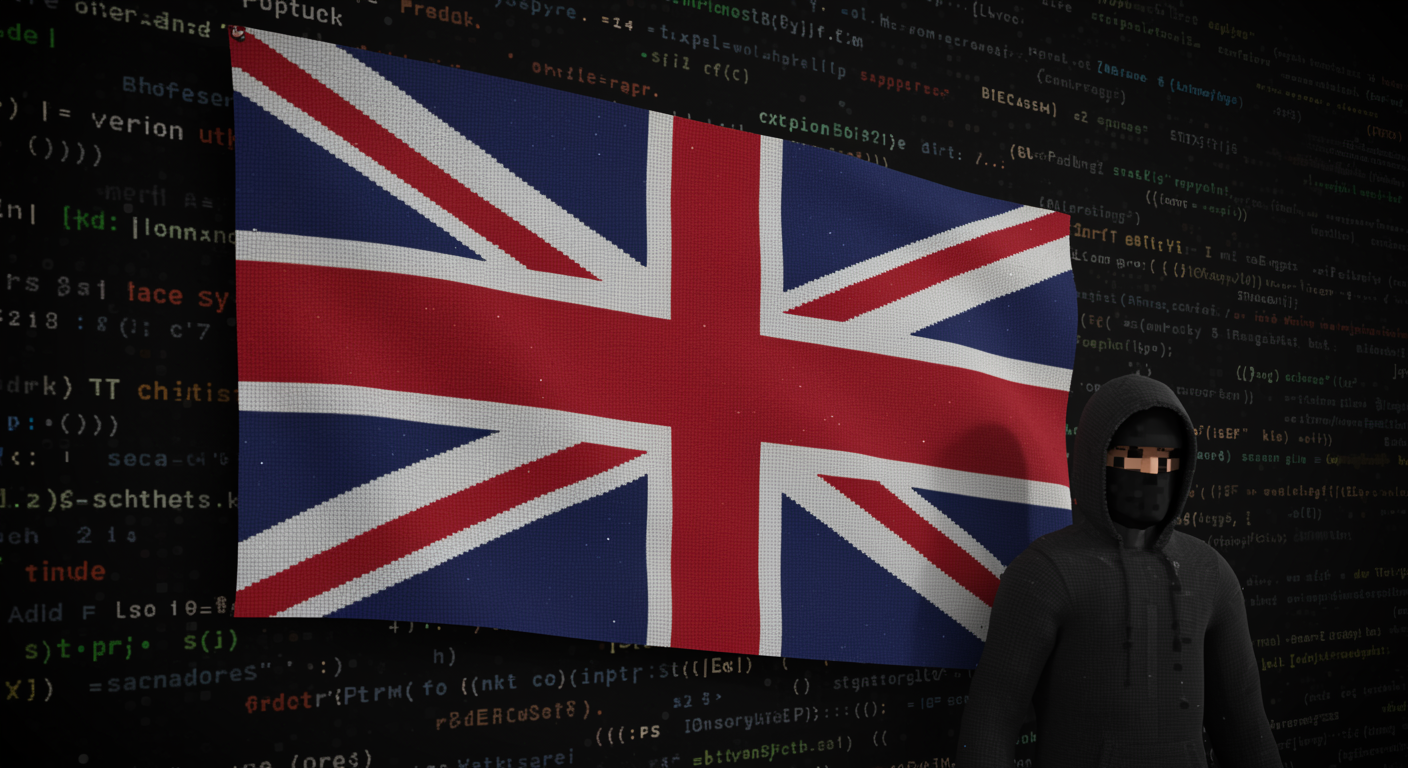 hacker com bandeira do Reino Unido