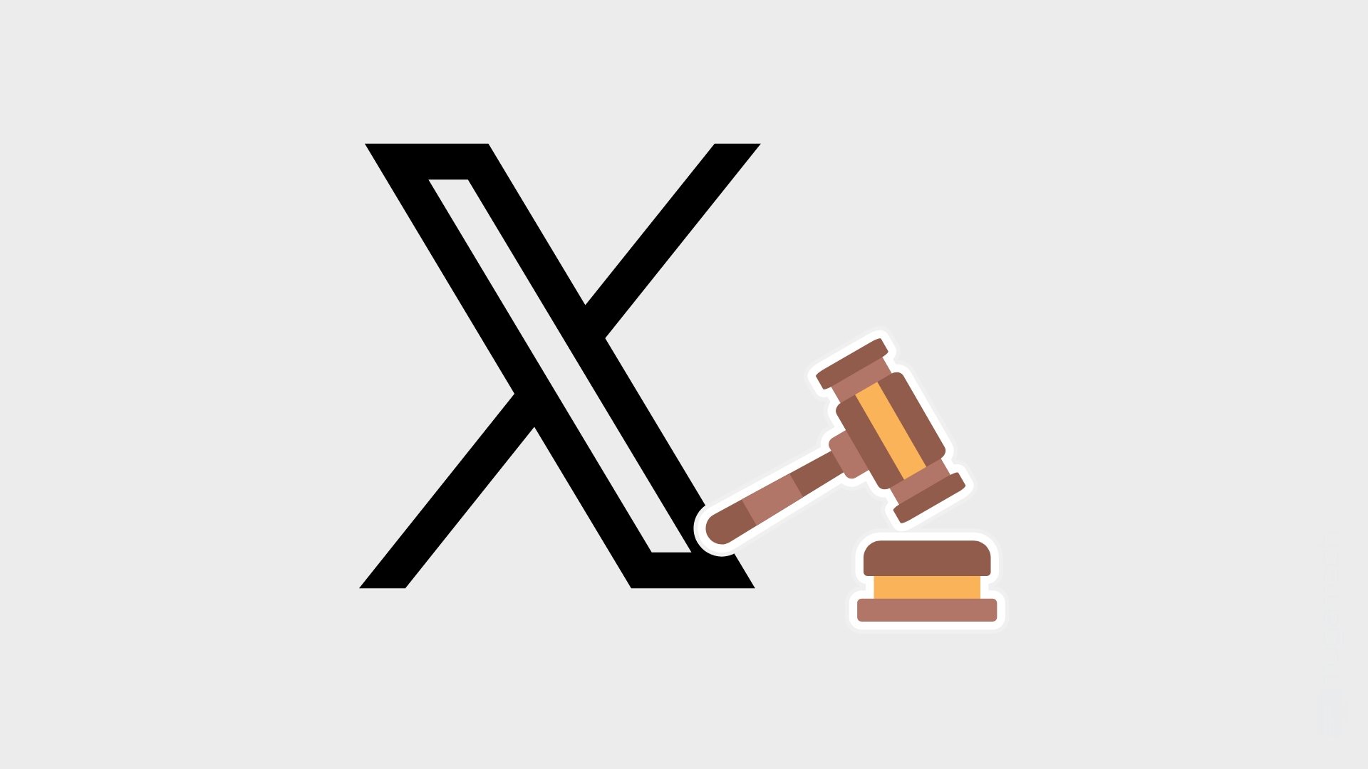 X na justiça com martelo de tribunal