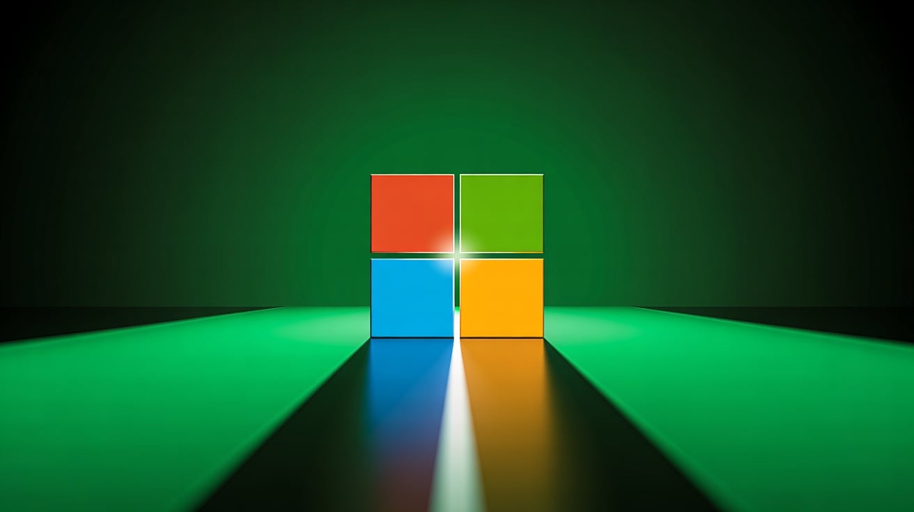 Microsoft logo em fundo verde