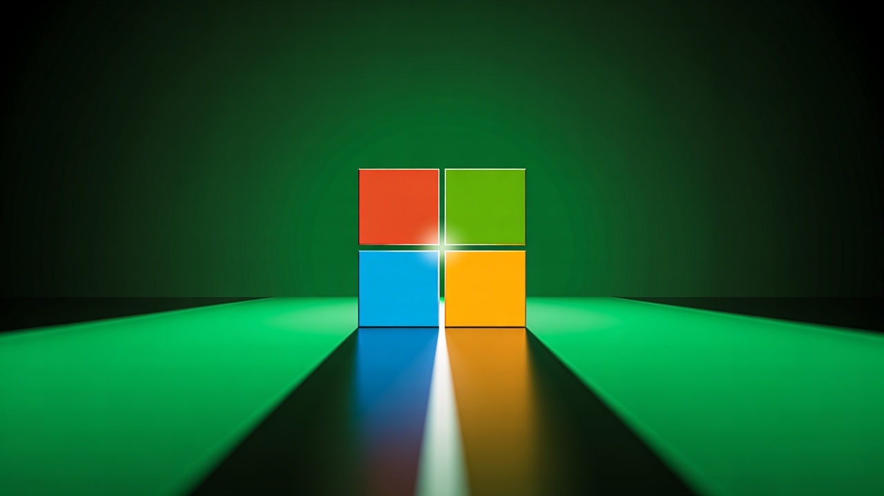 Microsoft logo em fundo verde