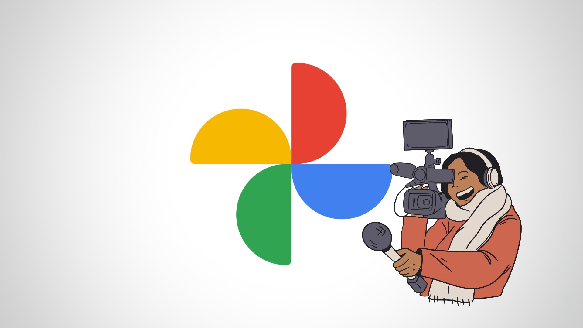 Google Fotos com pessoa a gravar ao lado